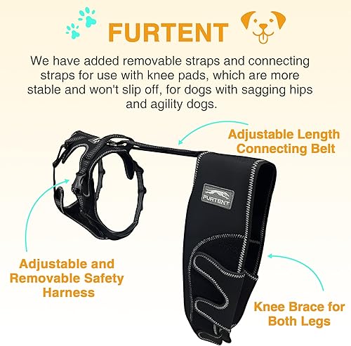 Vista 5 de Rodillera para perro con lesiones ACL – mantiene las articulaciones calientes y estables, juego de arnés para la pierna trasera del perro