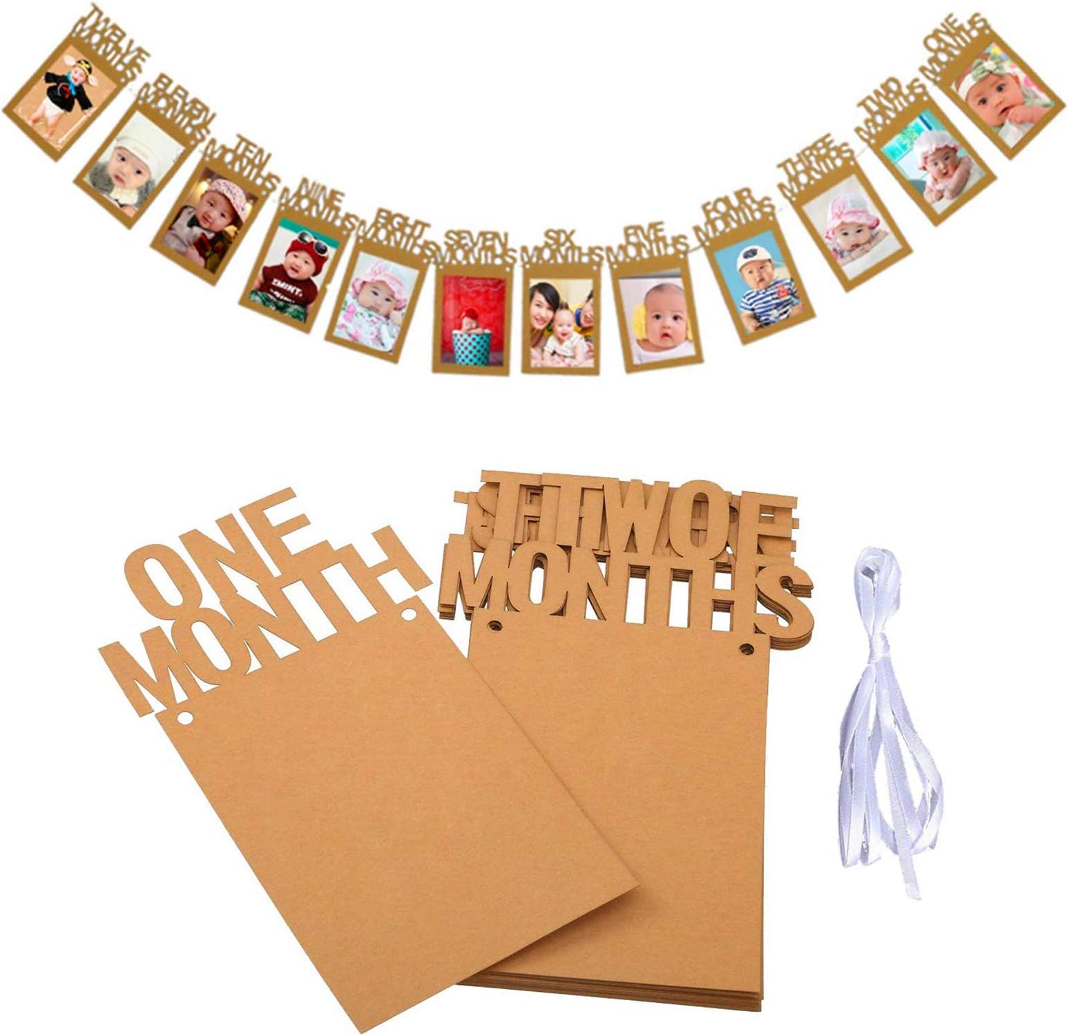 1st Birthday Baby Photo Banner Growth Record 1-12 Month Photo Prop First Birthday Party Bunting Decor