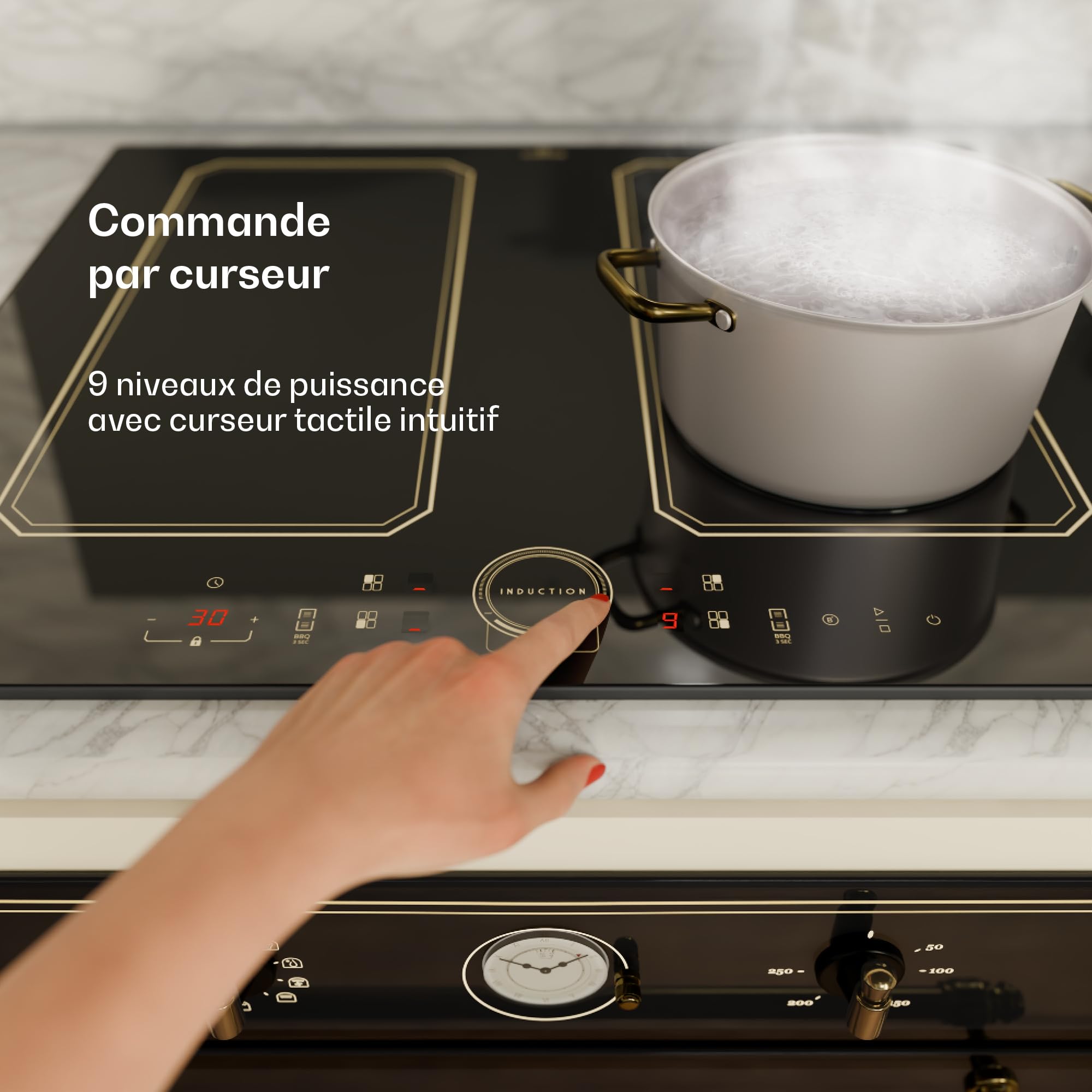 Klarstein Plaque Induction Electrique 4 Feux 7000W 240V Smart Touch Control Affichage Numérique Minuterie