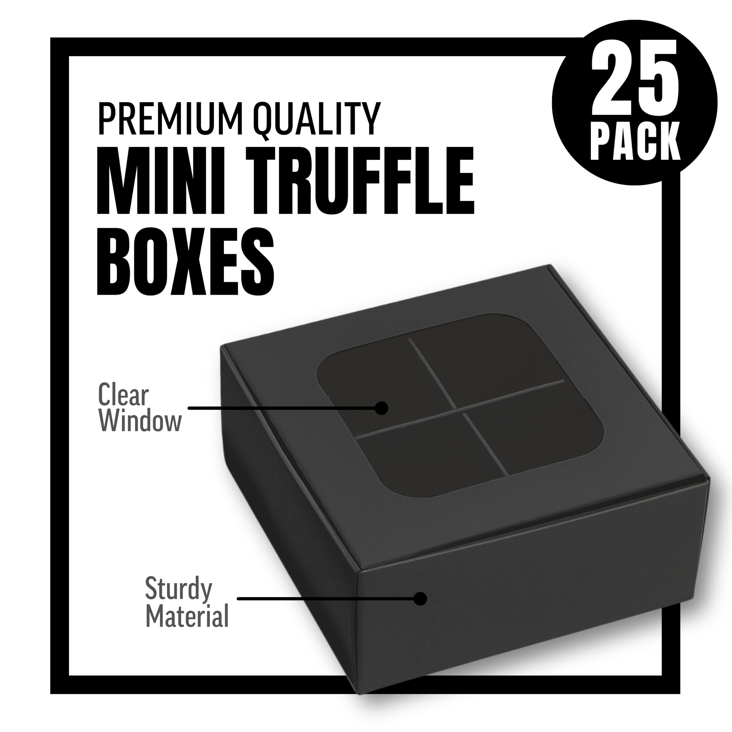GRETEL BAKING Cajas De Golosinas Con Ventana Y Divisores | 4 Compartimentos X-SMALL | 3.5 X 3.5 X 1.5 Pulgadas | Cajas Vacías De Dulces Para Regalo