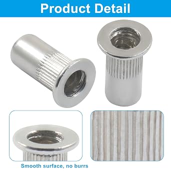 #6-32 Rivet Nuts, 100Pcs, Aluminum Flat Head