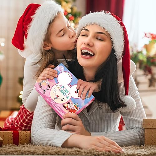 Miniatura 7 de Calendario de Adviento de Navidad 2025 para niñas, calendario de cuenta regresiva de 24 días de Navidad con pulsera de bricolaje, collar, lindo