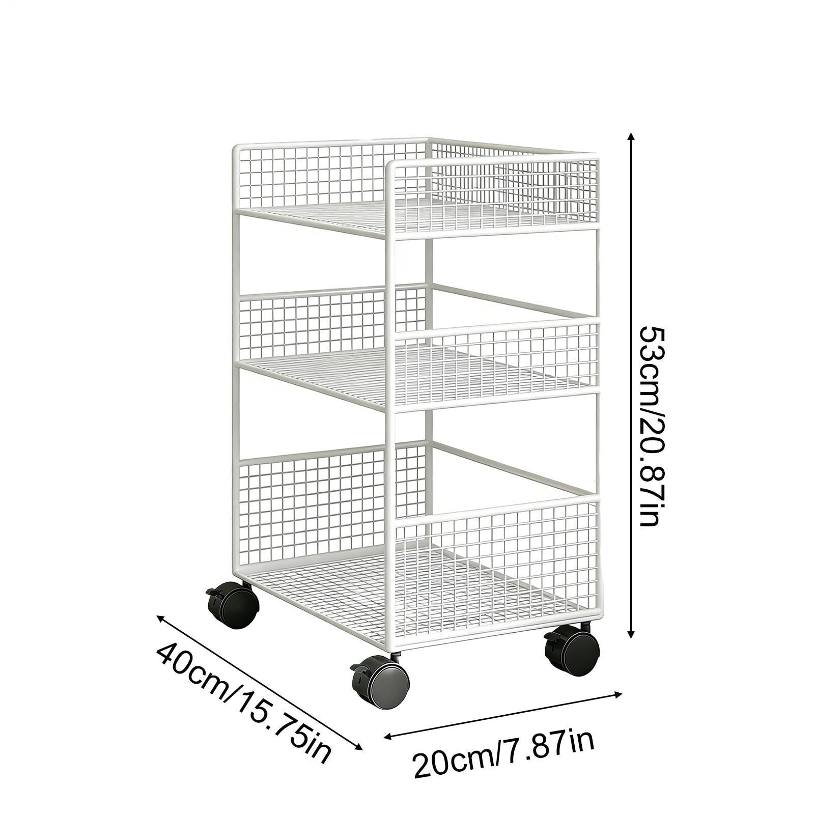 Carrello a 3 Livelli Carrello Metallico su Ruote a 3 Ripiani Multiuso | Carrello per Cucina Per Dormitorio Cucina Ufficio Pulizie Università Lavanderia Hobby Casa Salone