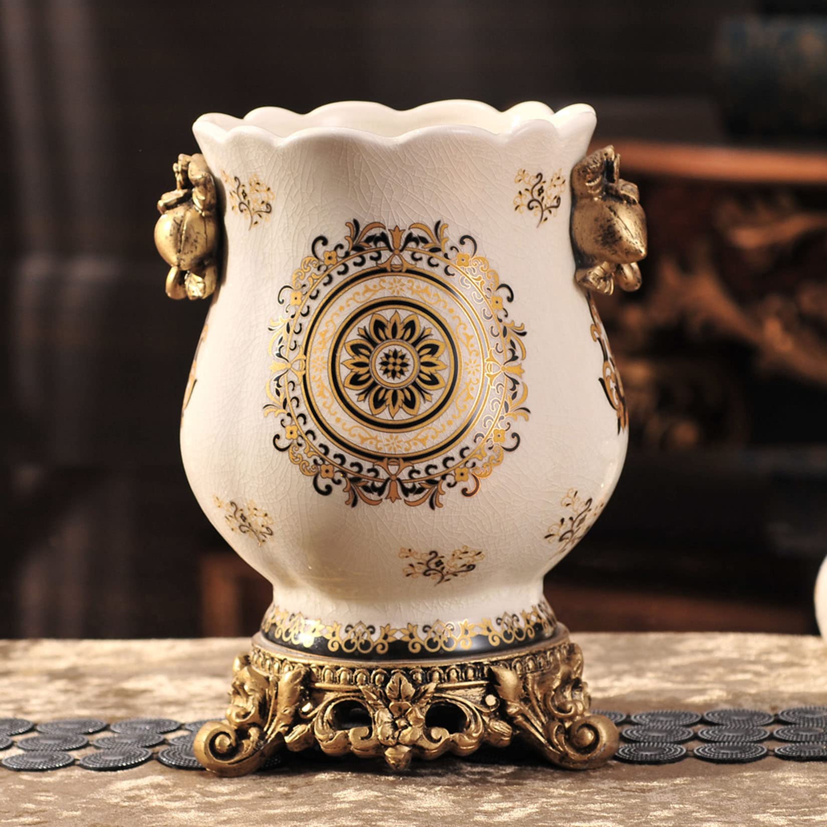 Jiawinng A Vase Chinese Ceramic Porcelain Vase Home Decor Flower Vase For Shelf Home Décor Japanese Vase 10.5 Inch,Sophisticated Vessel For Wedding Decorative Branches Nd Dried Flower,