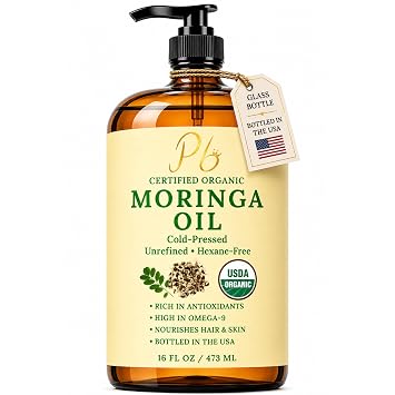 Pomberries Moringa Oil, USDA Organic Moringa Oil for Face & Hair