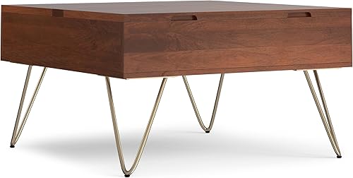 Miniatura 7 de SIMPLIHOME Hunter - Mesa auxiliar con tapa elevable, mesa de cóctel cuadrada industrial de madera maciza de mango macizo de 32 pulgadas de ancho en