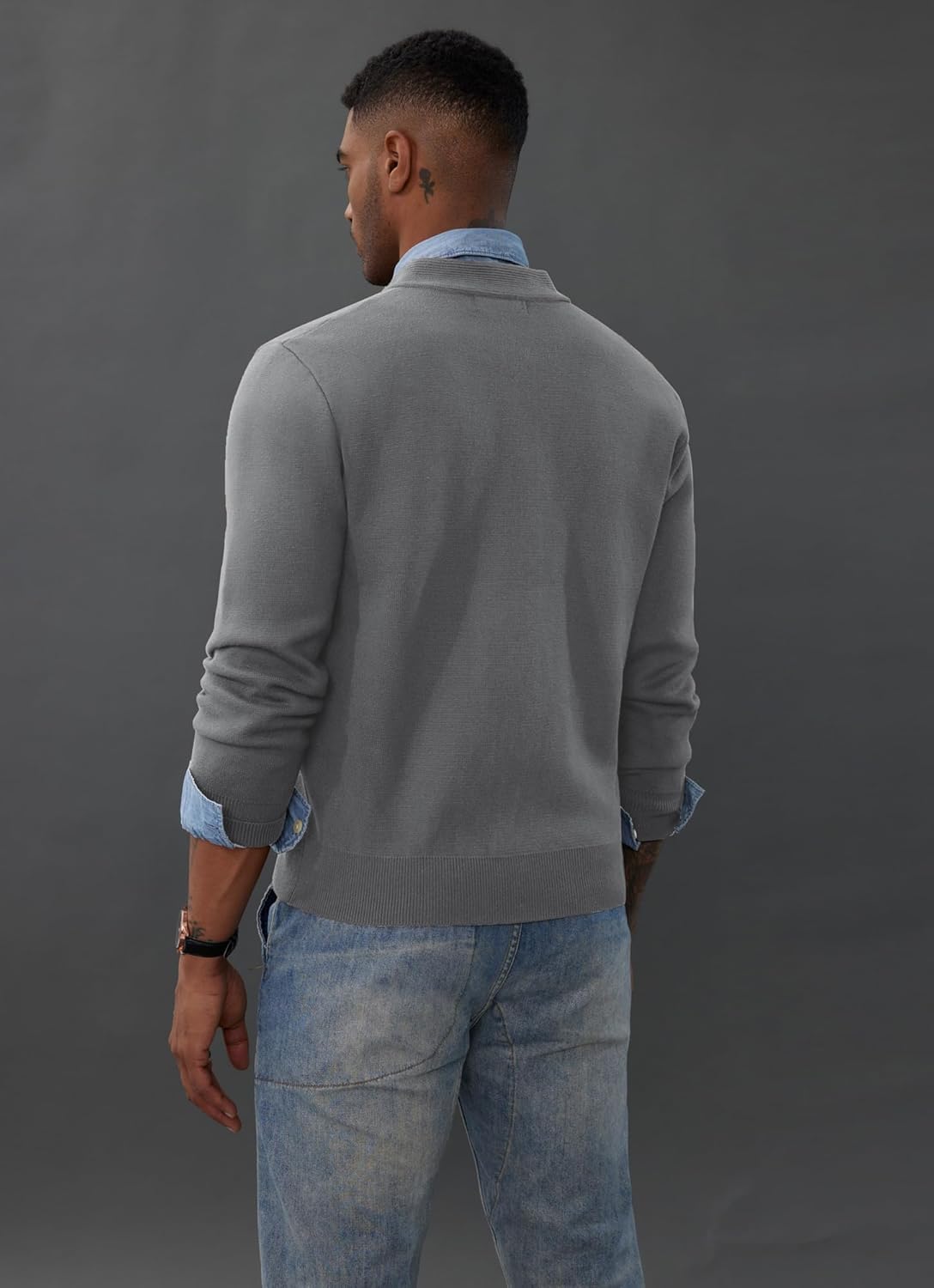 PJ PAUL JONES Mens Full Zip Cardigan Sweater Stand Collar Regular Fit Knit Sweaters - Image 4