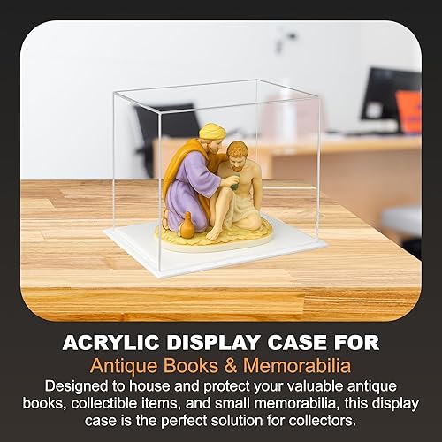 Vista 39 de Better Display Cases Versátil vitrina de acrílico transparente - Caja rectangular grande con base blanca 18" x 12" x 3" (BK09)