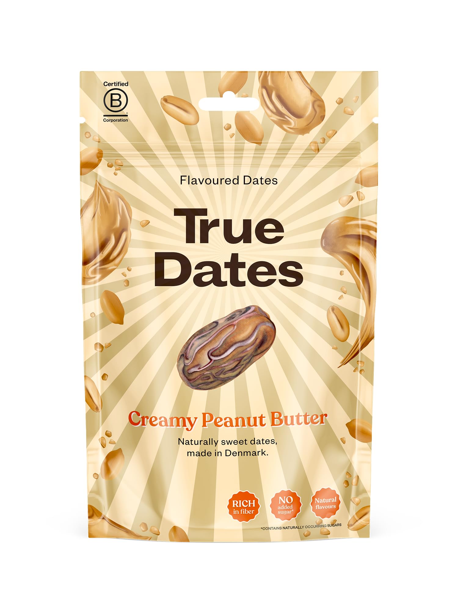 True Dates - CREAMY PEANUT BUTTER | naturally flavoured sweet dates | No added sugar, Vegan, Palm Oil Free | 100 g