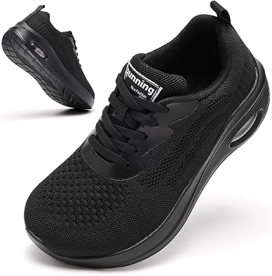 Womens Wide Fit Trainers with Air Cushion Arch Support Running Shoes