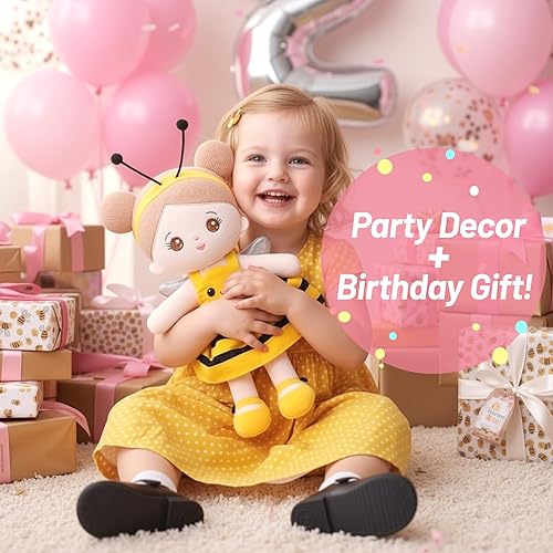 Miniatura 4 de OUOZZZ Muñeca de bebé suave para niñas  My First Baby Doll Regalos de cumpleaños para niñas, muñecas de trapo de felpa de abeja amarilla, juguete de