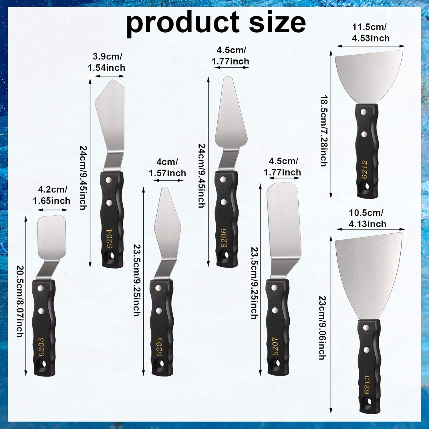 7 Pieces Large Painting Knives Stainless Steel Spatula Palette Knife Painting Mixing Scrapers Oil Painting Accessories Pallet Knife Set for Color Mixing Acrylic Mixing Supplies