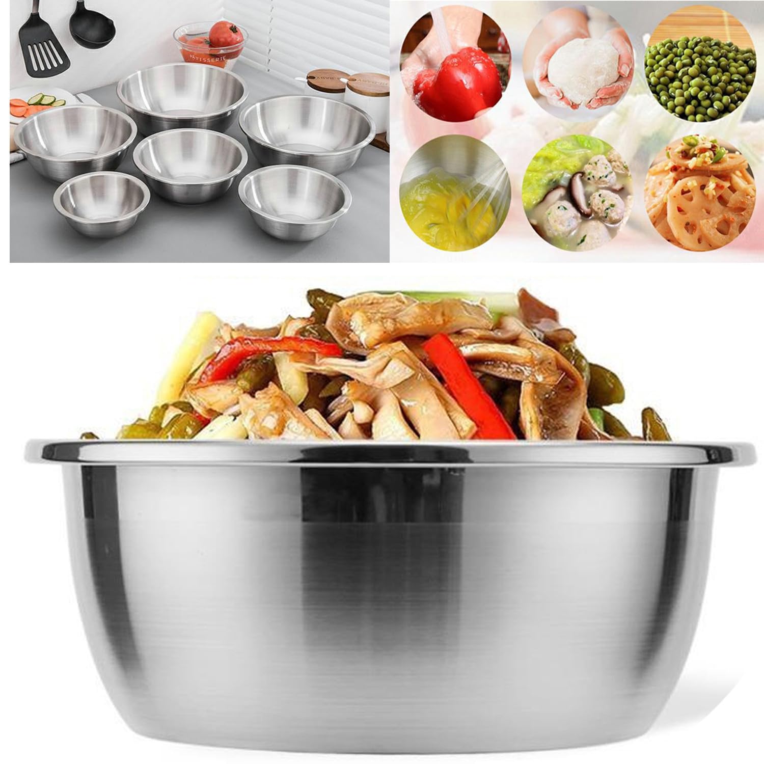 Bol à soupe en acier inoxydable grand format et antirouille pour toute la famille