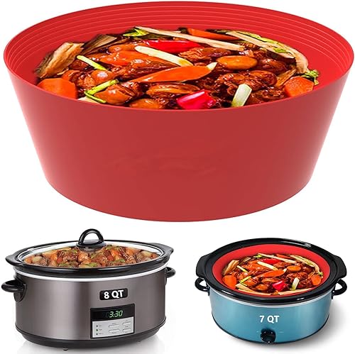 Revestimientos de silicona para olla de cocción lenta ovalada de 7 a 8 cuartos de galón, reutilizable y a prueba de fugas apto para lavavajillas
