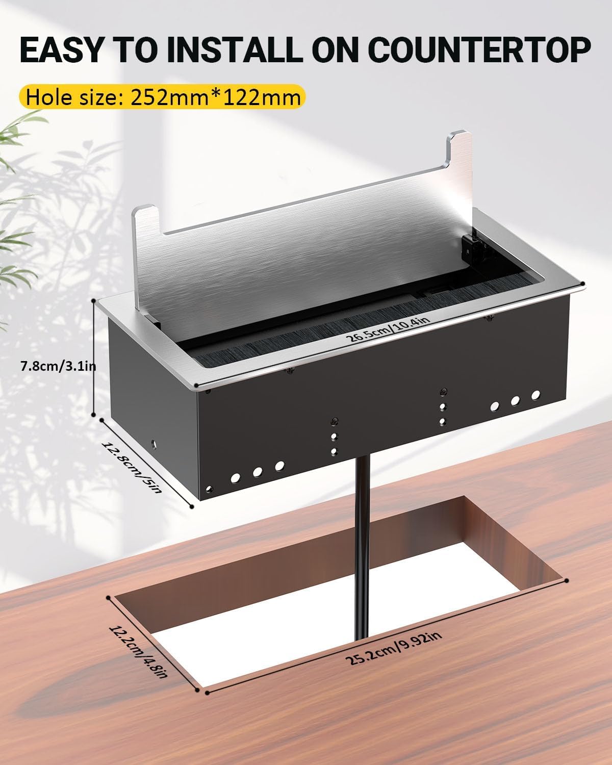 Kungfuking 3Pack Conference Table Power Hub, Outlet Multimedia Connectivity Box with 1 HDMI + 1 RJ45 + 20W USB C + 2 USB A + 2 AC Outlets, Heavy Duty Metal for Countertop Office UL Listed