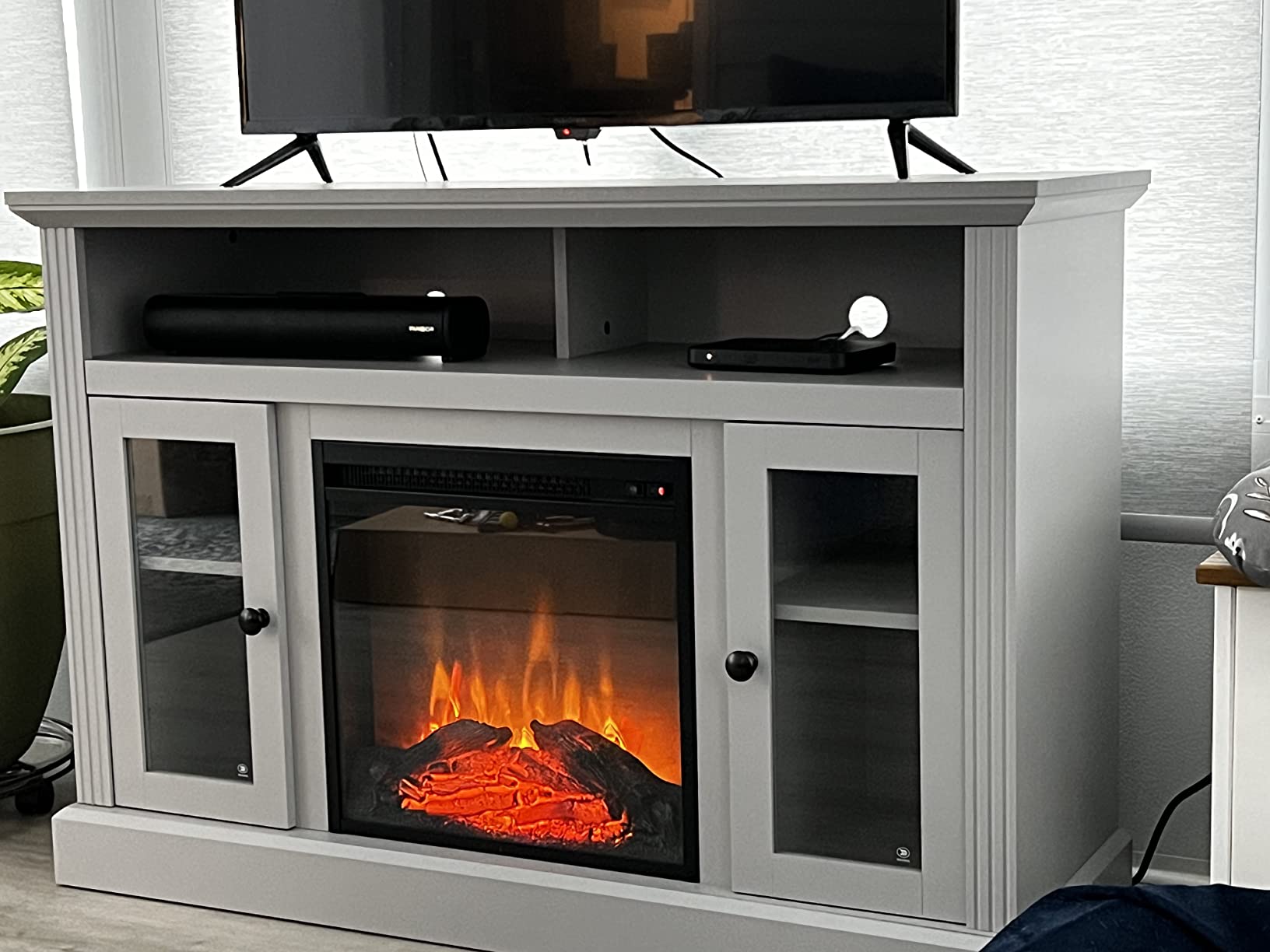 35/mo Finance Ameriwood Home Chicago Fireplace TV Stand for TVs up to 50", Black Buy Now