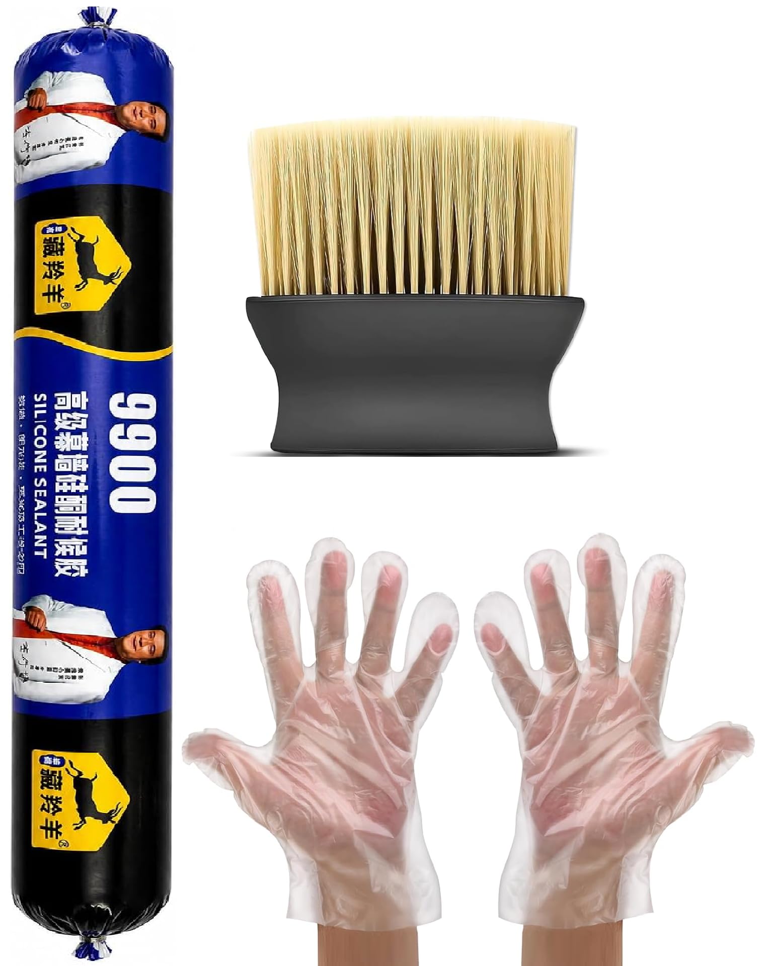 UCRAVO Waterproof Silicone Sealant Repair Kit Combo 9900 Waterproof Leak Proof Sealant + Disposable Plastic Hand Gloves + Vent Cleaning Brush Crack,Pipe,Roof,Bathroom,Kitchen,Window & Wall Repair Kit-image-14
