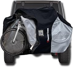 Formosa Covers Lightweight Travel Bike Cover for Rear Hitch Mount Bike Rack on Cars and RVs - Fully Encloses Bicycles for Transport - 300D Material - Transparent Tail Light Reflectors (Dual 1-2 Bikes)