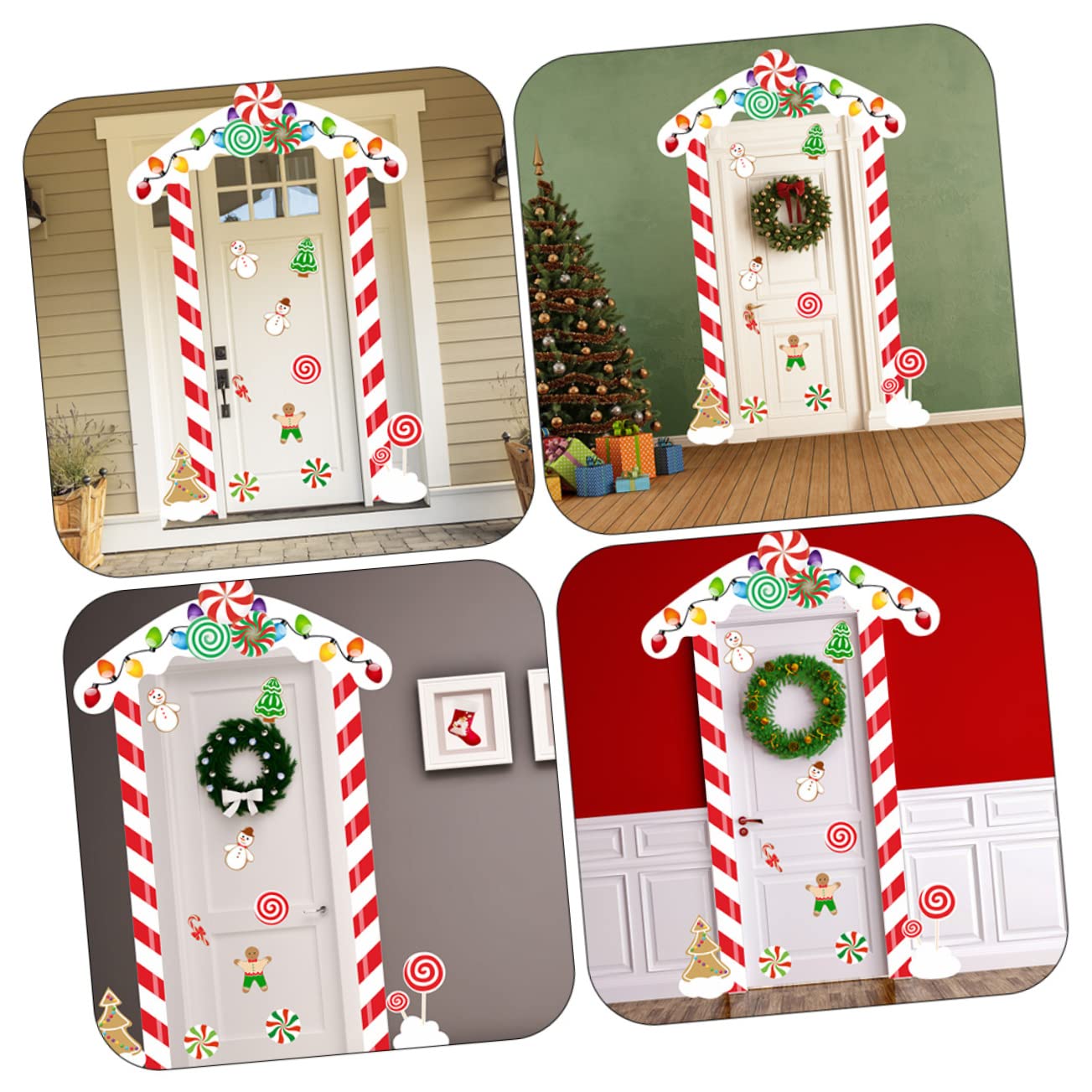 HOMSFOU 5sets Adesivi Natalizi Per Porta Decorazioni Festive Per Interni Ed Esterni Facile Applicazione e Adatto Tutti Tipi Di Porte Crea Un Atmosfera Magica Per Feste Di Natale