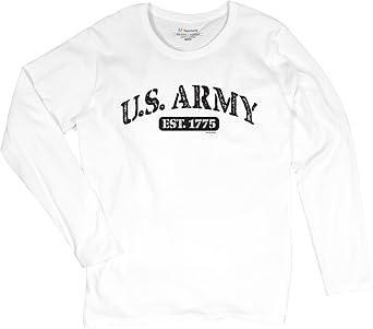 US Army Strong Womens Long Sleeve T-Shirt United States Military Pride Veteran DD 214 Patriotic Armed Forces Gear Licensed