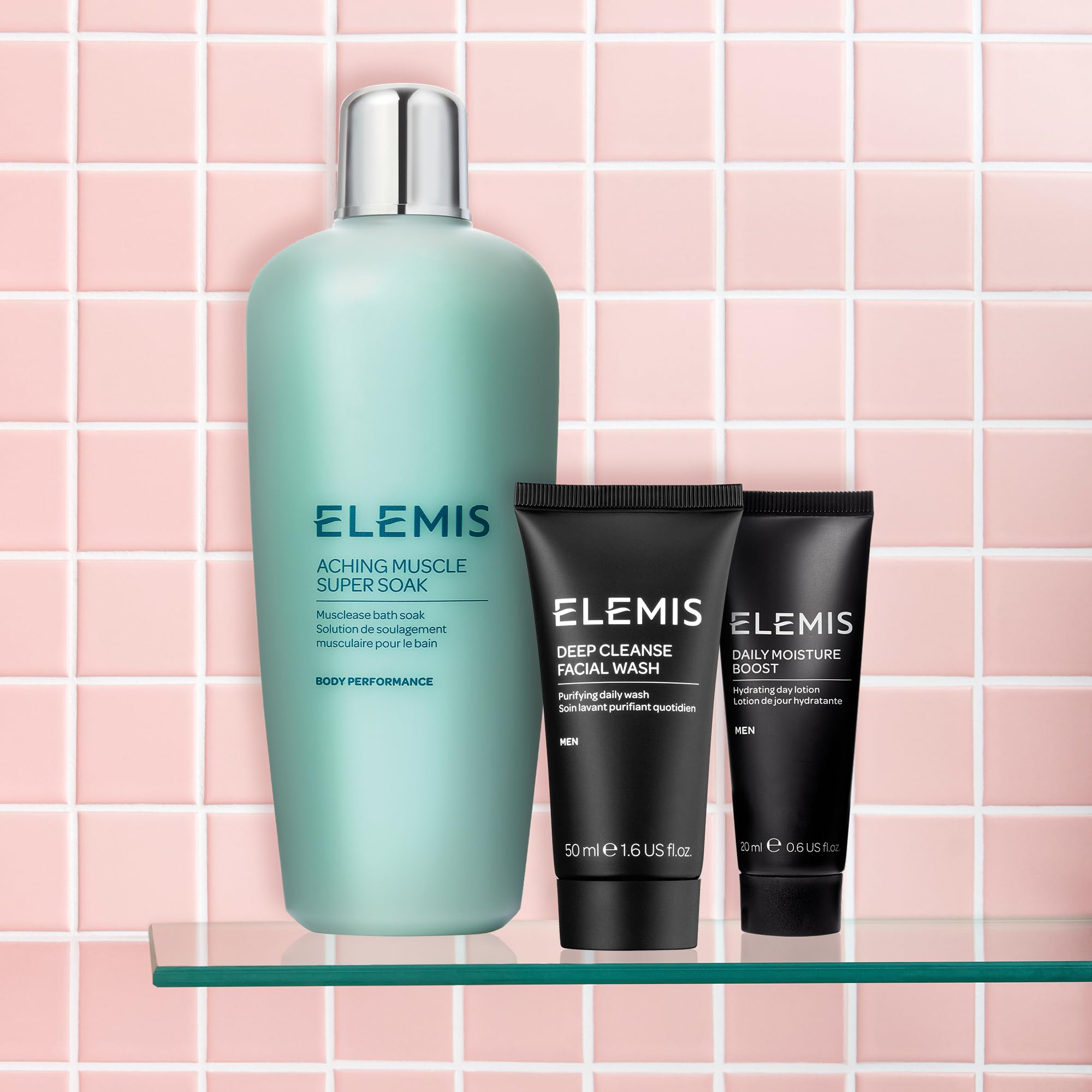 Elemis Limited Edition Herren-Wellness-Pflege-Weihnachtskollektion, Luxuriöses Bade- und Hautpflege-Geschenkset, tief reinigendes Gesichtswasser für unterwegs und tägliche Feuchtigkeitspflege