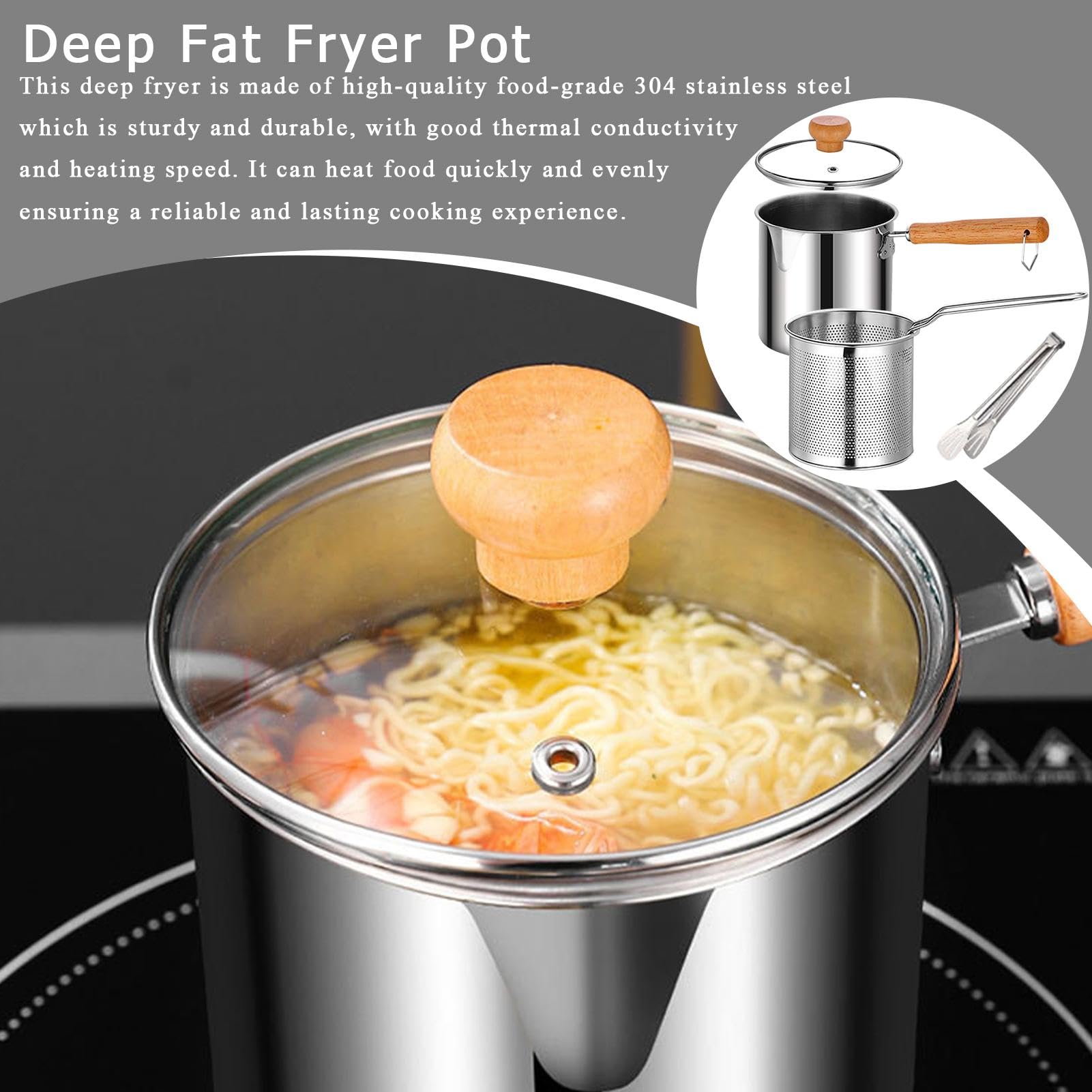 Stainless Steel Oil Filter Vaso, 2 in 1 Oil Strainer Fryer, Ampia Capacity Oil Vaso, Filtro Grease Contenitore, Kitchen Oil Filter Vaso, Stainless Oil Strainer, Filter per Frying and Cooking