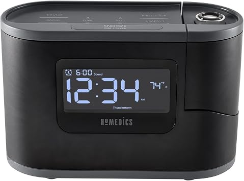 Homedics SoundSleep Recharged Alarm Clock & White Noise Sound Machine, 6-In-1 Projection Alarm Clock And Sleep Sound Machine, 8 Nature Sounds And Indoor Temperature Sensor, Auto-Off Timer, By Homedics