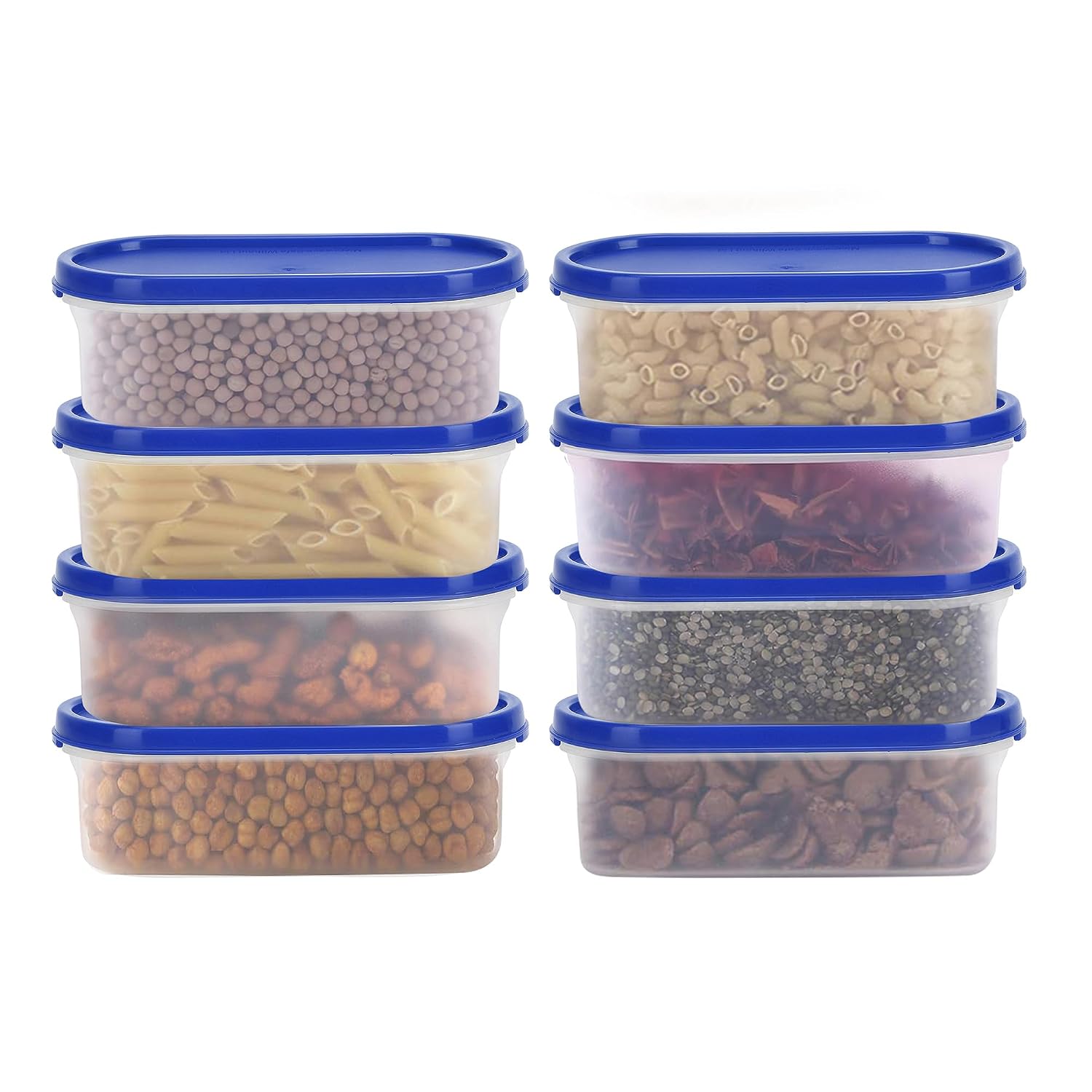 Cutting EDGE 535ML Modular Storage Container Blue Plain Lid (Set of 8) | BPA-free plastic, Ideal for pantry & kitchen storage, Stackable design, Reusable