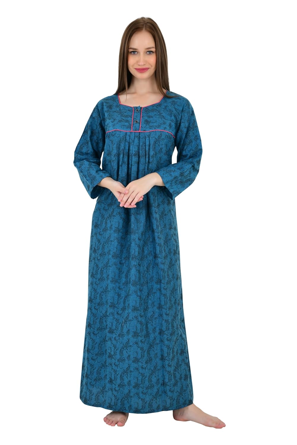 SDGP Ladies Full Sleeve Cotton Blend Nighty/Night Gown Nighdress L_XL_XXL_Nightwear