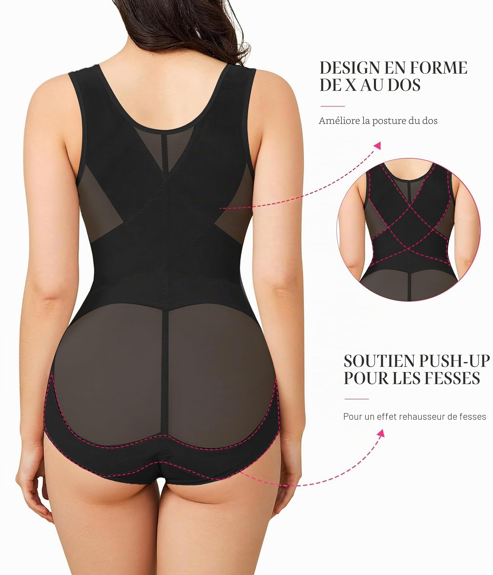 KUMAYES Body Gainant Femme Ventre Plat Gaine Amincissante Sculptant Shapewear Bodysuit Invisible Minceur sans Couture Combinaison