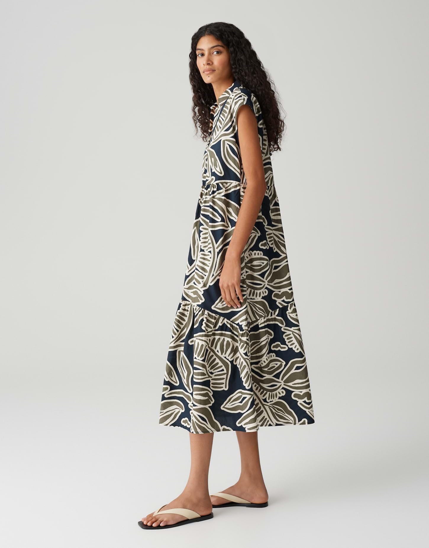 OPUS Damen Midikleid | Printkleid WERISA Tropical A-Linie mit Volantstufen
