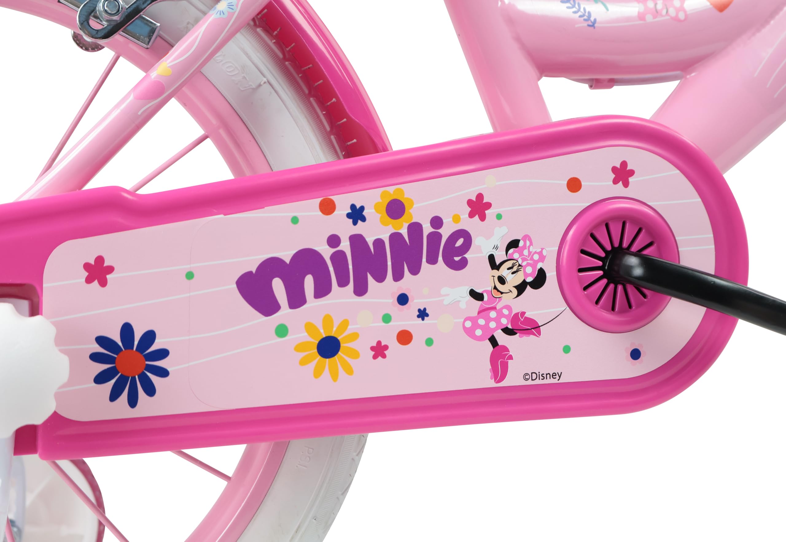 Denver Bike Bicicletta Bambina 16 Pollici Licensed Minnie, 4-6 Anni, Rotelle Removibili, Freni Caliper Anteriore/Posteriore, Telaio Acciaio, Ruote Gonfiabili, Trombetta e Portabambola