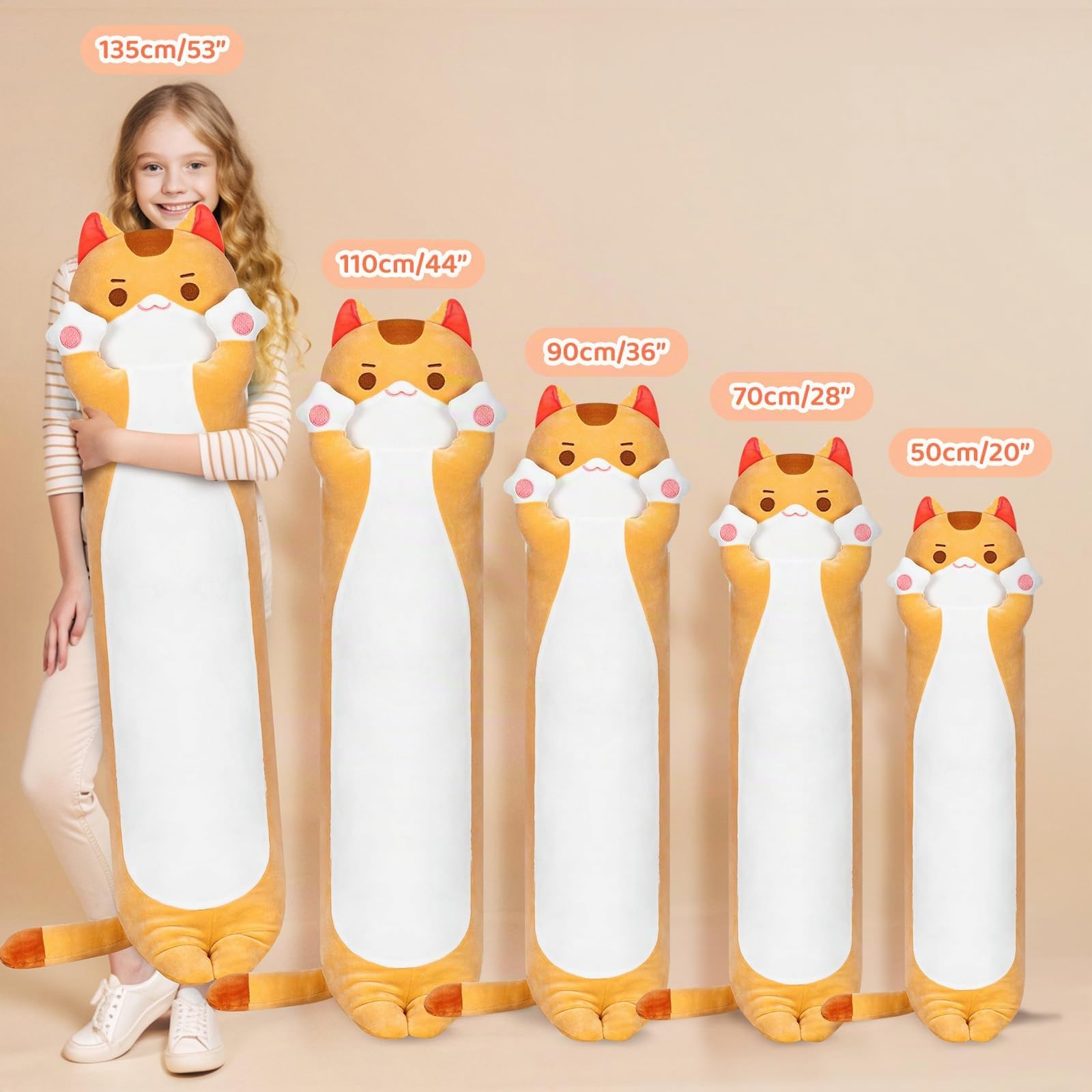 Mewaii Peluche Gatto Cuscino che Respira Kawaii 50CM per Bambina Cuscino di Peluche Gigante Animali Giocattoli Abbraccio Morbido Pupazzo Giocattolo Regalo per Ragazza