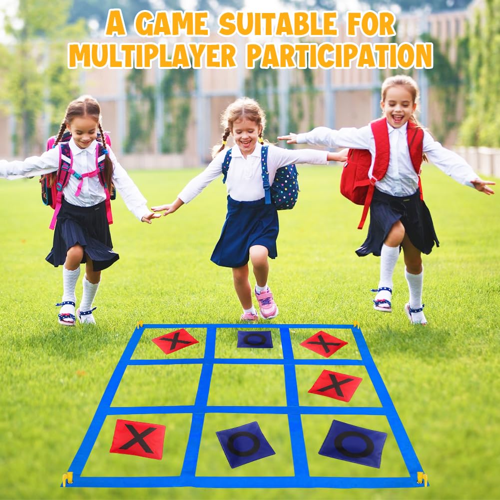 Enorme Tic Tac Toe, juegos de lanzamiento de puf para niños y adultos, juego de juego al aire libre, jardín, playa, camping, fiesta familiar, fiesta en el jardín, cumpleaños infantil