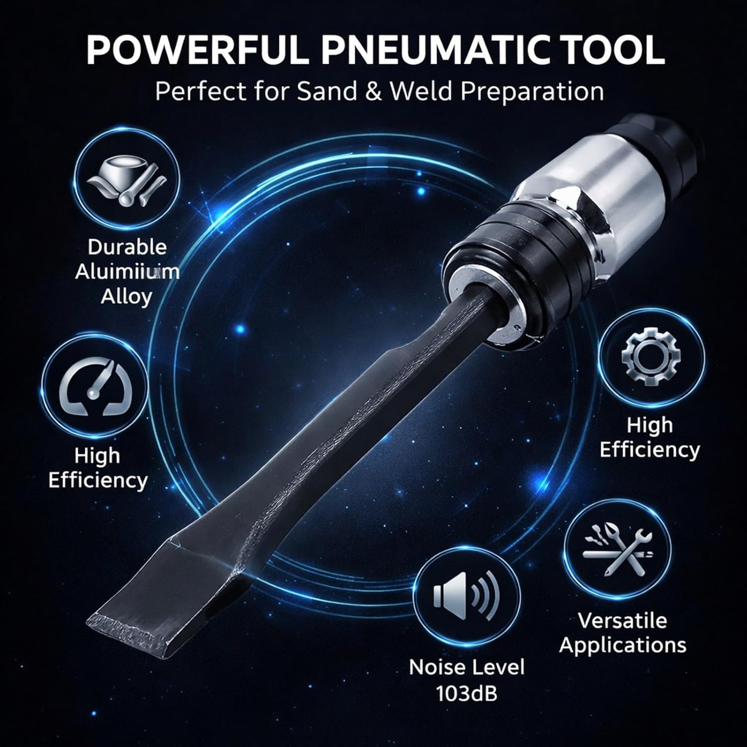 Industrial Air Chisel Pneumatic Hammer, Straight Type with Scraper Knives, Durable Alloy Body - Powerful Impact, Wear - Design, Ideal for Stone and Concrete Work