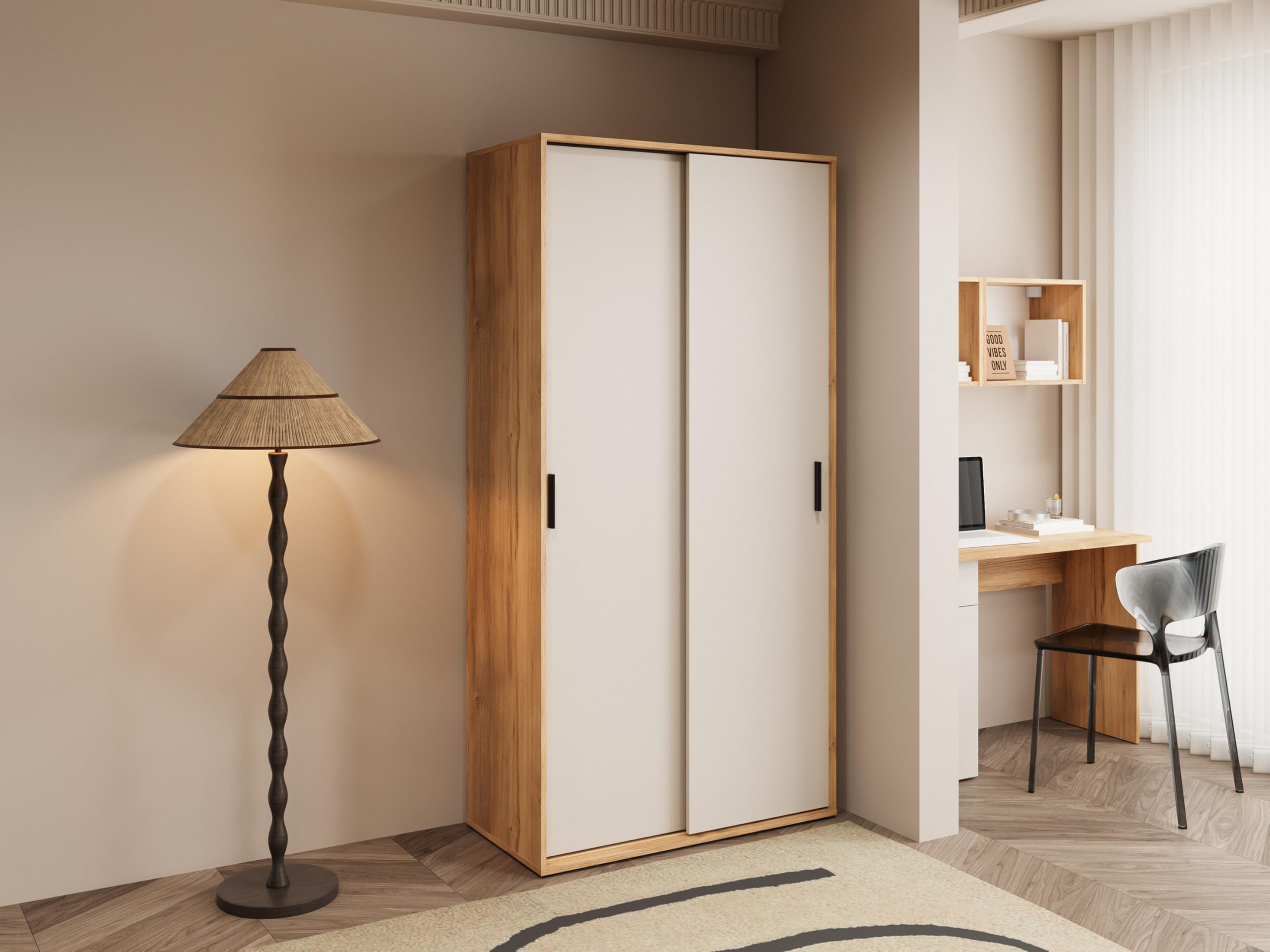Shiito | Modelo Elba - Armario 2 Puertas Correderas | Acabado Mauvella-Beig