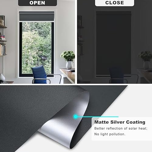 Miniatura 5 de Changshade JZROL21BK72ZCK - Persiana enrollable opaca con cenefa de cassette, para oscurecer la habitación, sin cordones, persianas enrollables para