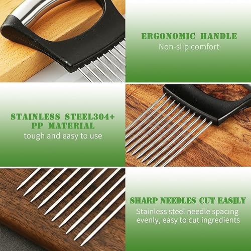 Miniatura 2 de Soporte para rebanadas de cebolla de acero inoxidable, nuevo soporte para rebanadas de cebolla 2025 para rebanar, herramienta auxiliar de picadora,