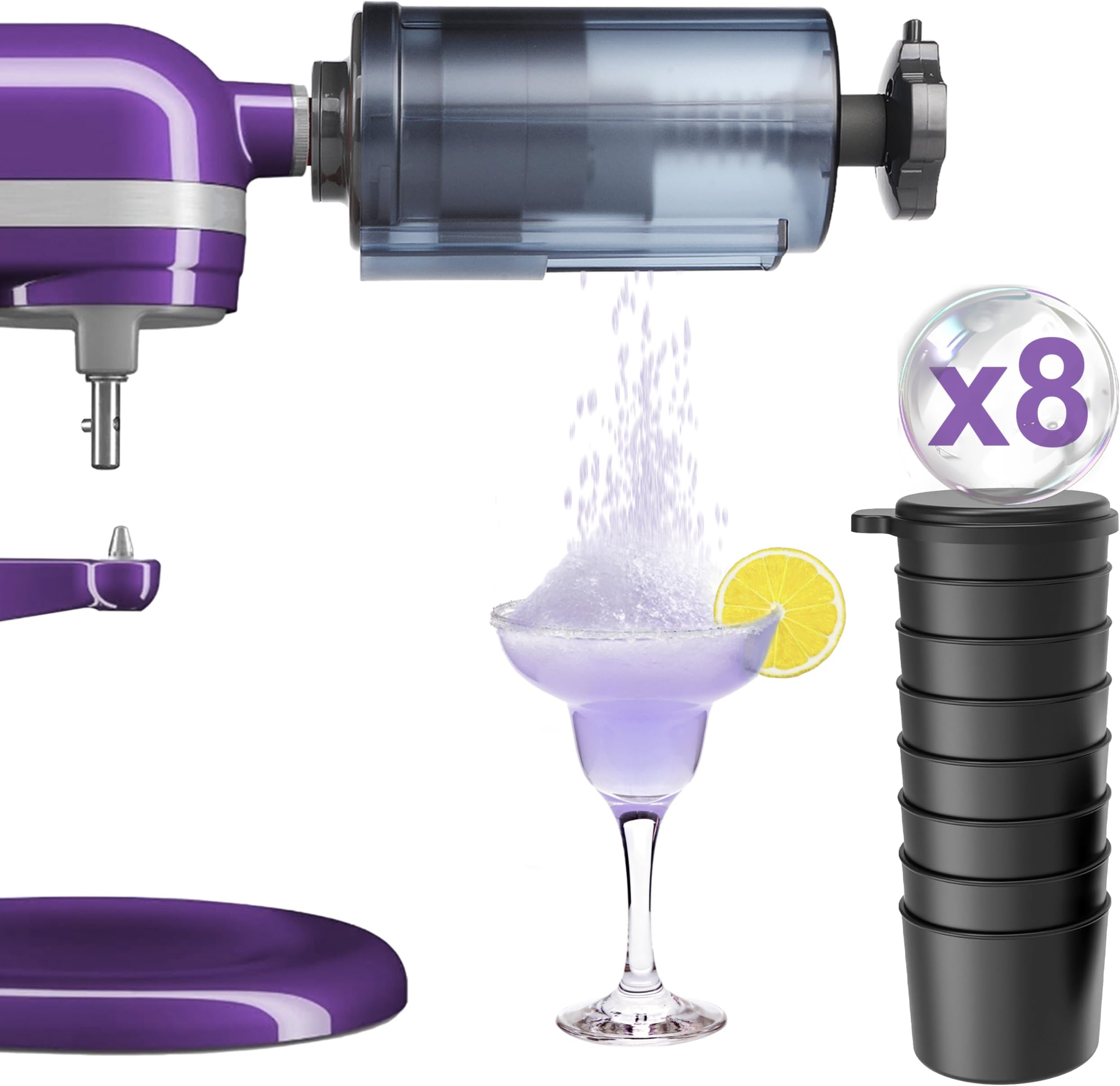 Jooke Shaved Ice Attachment for Kitchenaid Stand Mixer,Ice Crushers for Home Use,Homemade Shaved Ice Maker,Snow Cone Machine for Kitchenaid Ice Shaver with 8 Reusable Ice Cube Mold,Instruction Manual