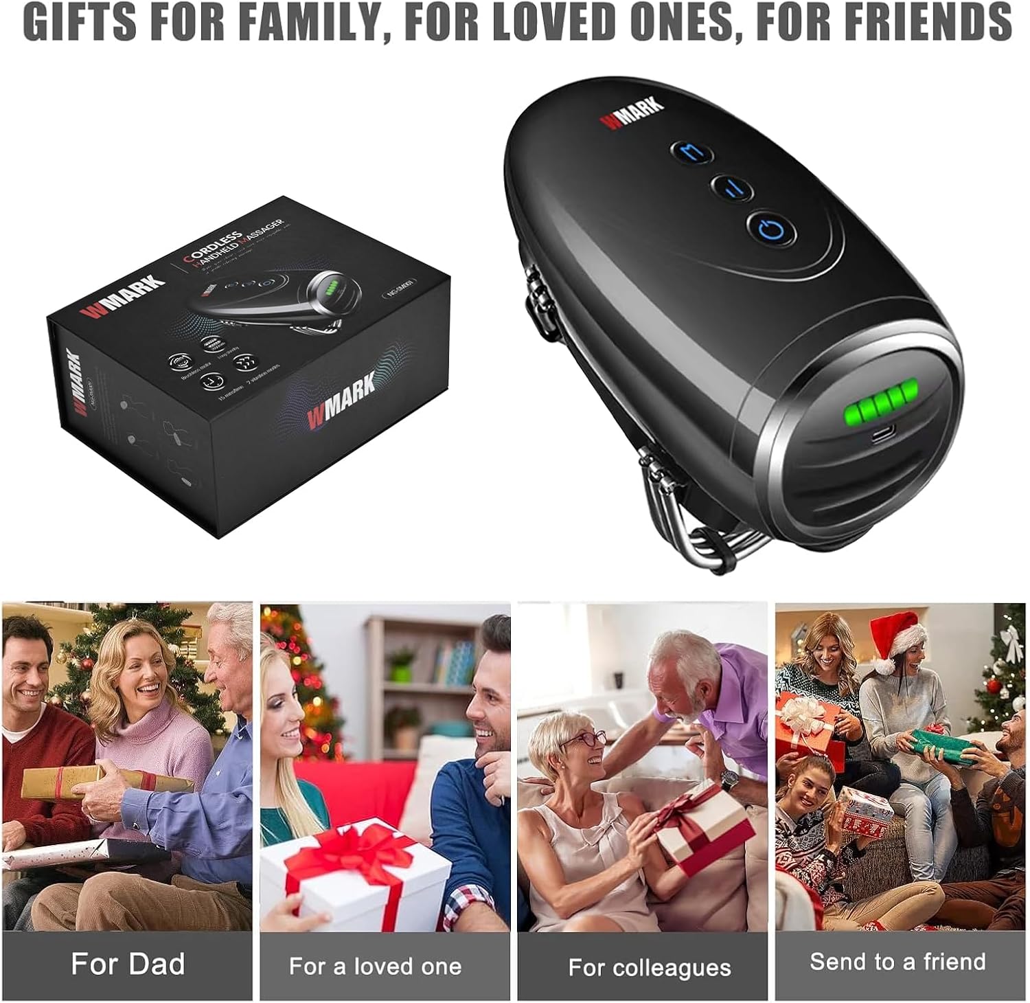 Professional Haircut Massager/Cordless Handheld Massager, Vibration Neck/Legs/Hands/face Massager, 2 Massage nodes 2600AMH（Black）