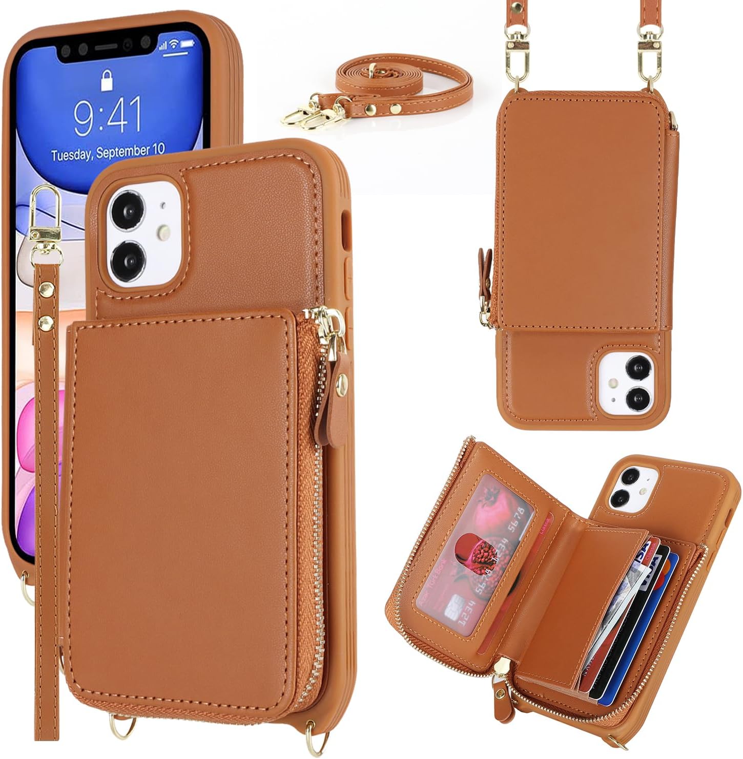 SunYoo for iPhone 11 Crossbody Case with Card Holder,étui Coque Pour