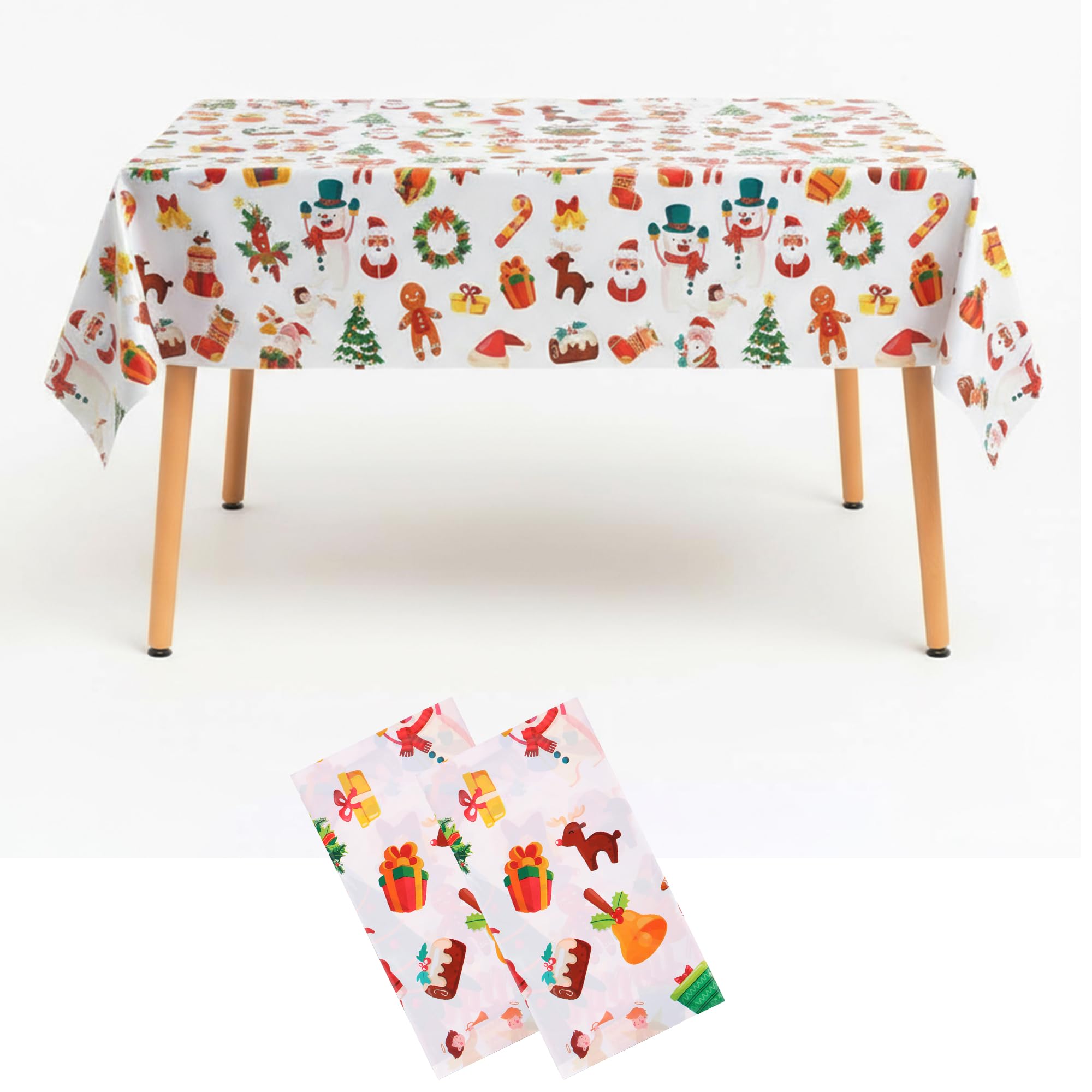 Trimming Shop White 137 x 274cm Christmas Waterproof PVC Table Liner 2 Pack