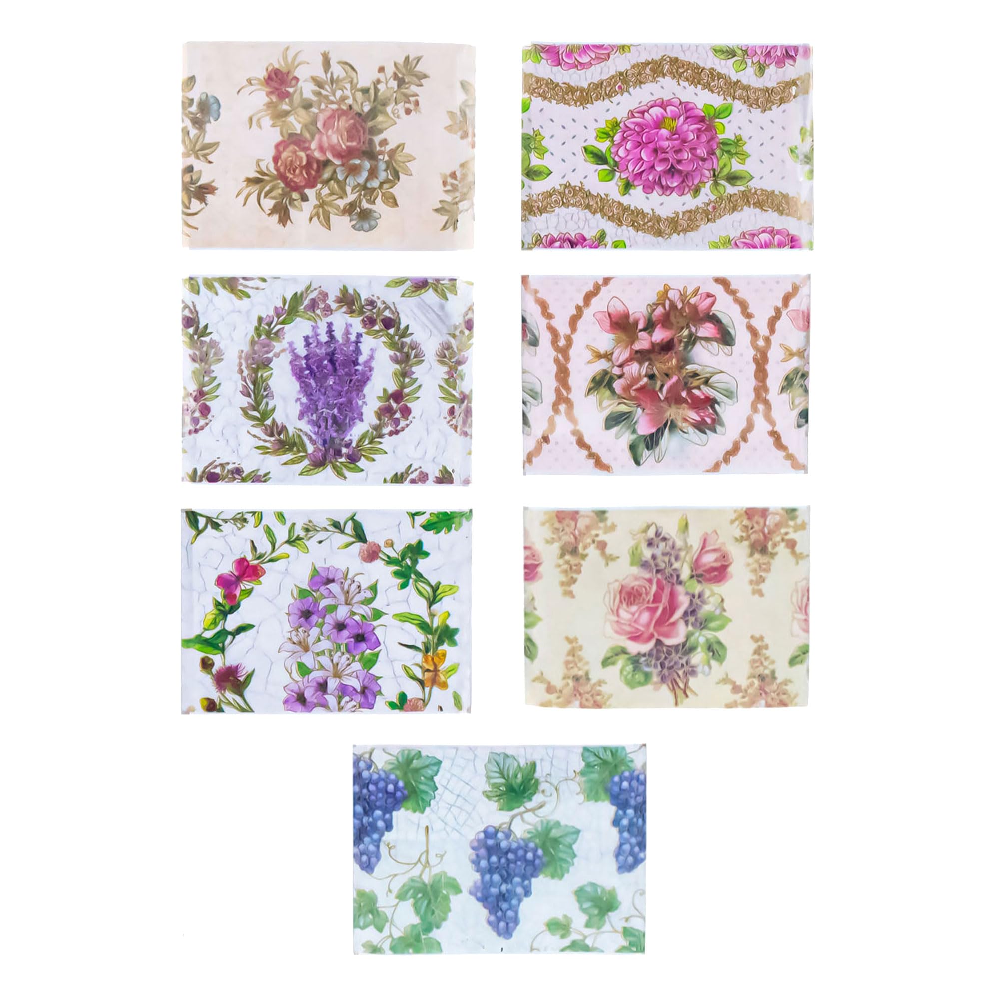 7 Vintage Pastel Roses, Lilacs & Grapes Ukrainian Easter Egg Decorating Wraps Heat Shrink Sleeves