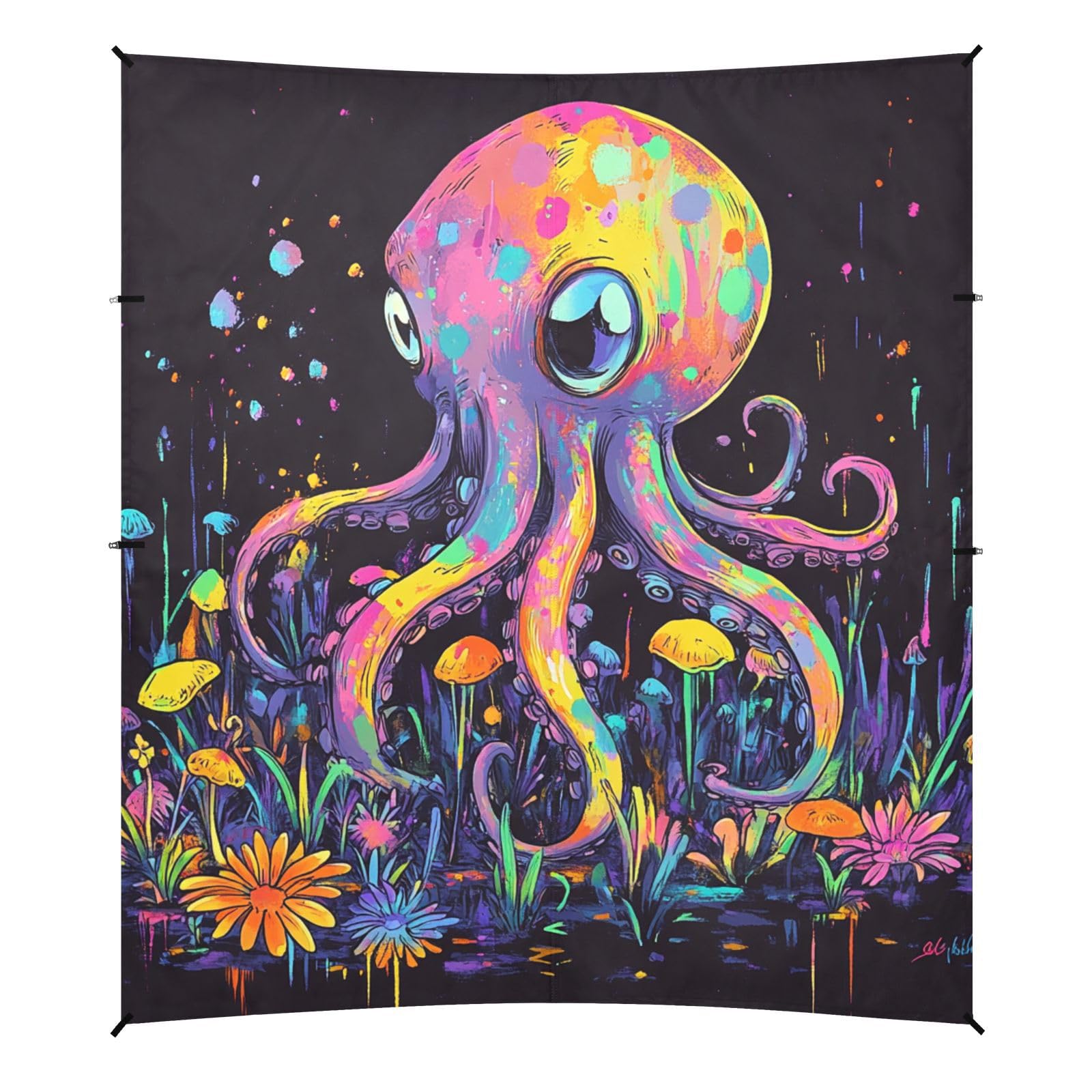 Cute Animal sea Beach Cabana UPF50 Easy Setup Portable Sun Shelter with Sturdy Poles, Sandbags and Shovel for Backyard and Camping