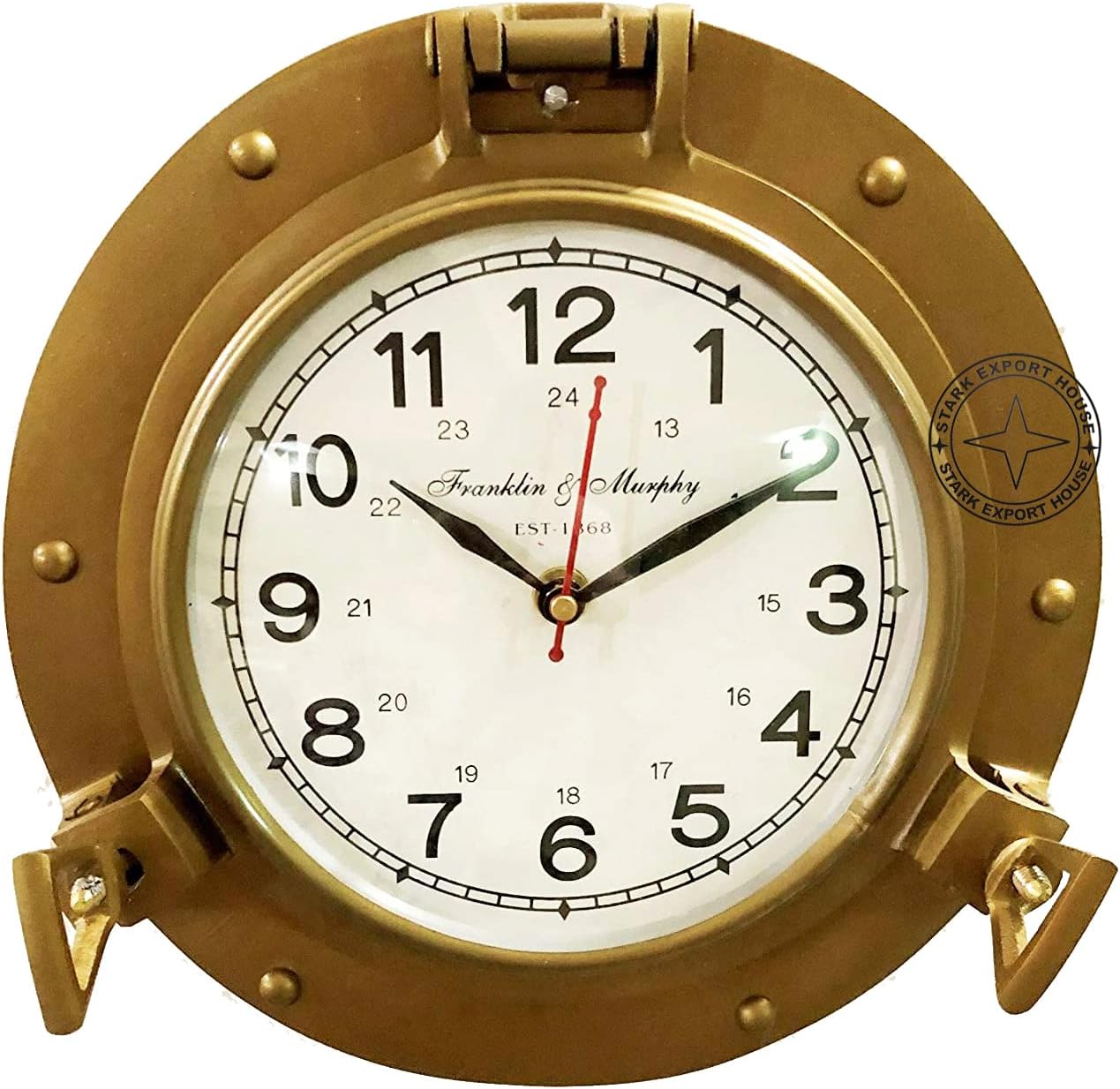 Antique Brass Wall Clock Home Decorative Office Room Bedroom Nautical Time's Porthole Clock 12 Inch (VGFI)