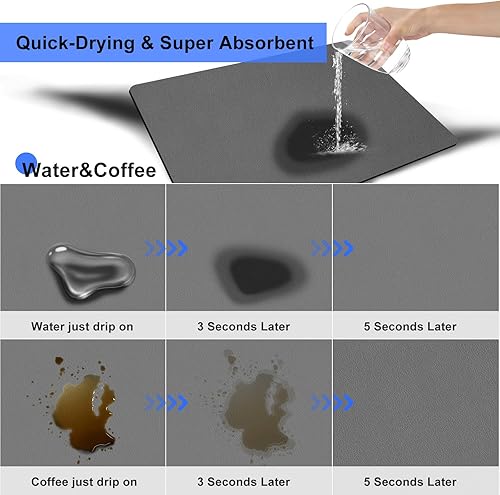 Miniatura 2 de Tapete de secado de platos para encimera de cocina, tapete de secado de platos de 24 x 16 pulgadas con parte trasera de goma antideslizante,