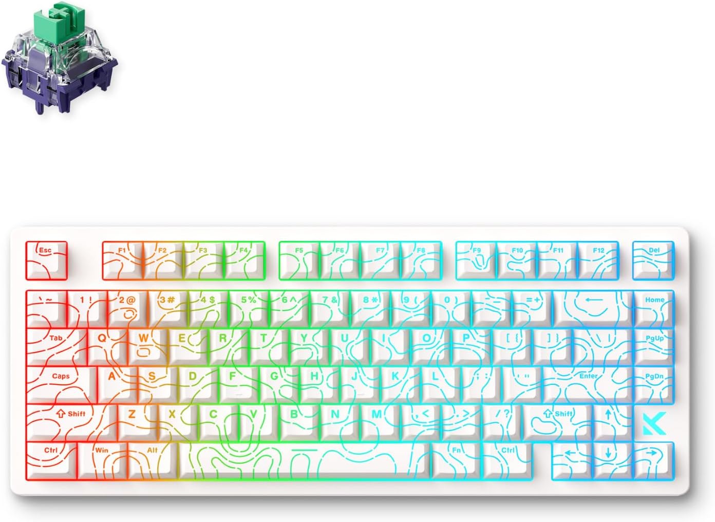 MCHOSE Jet 75 Rapid Trigger Keyboard 75% Percent, Hall Effect White Topographic Gaming Keyboard, Wired RGB Custom Mechanical Keyboards with Magnetic Switch, PBT Keycaps, White