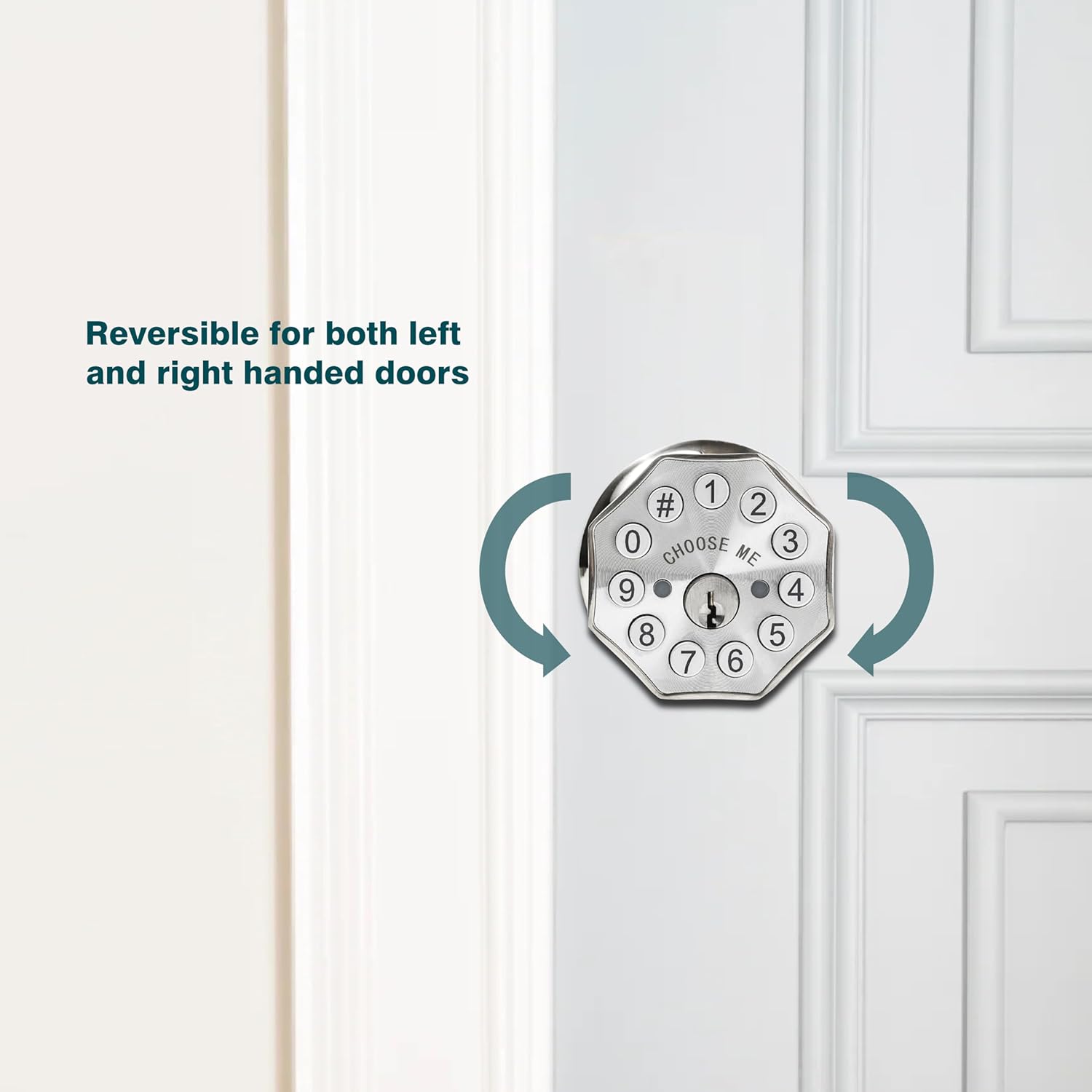 Door Knob with Keypad and Key, Keyless Entry Door Lock,Smart Digital Knob Unlock by Passcode/Keys/USB backuplock,Electronic Door Knob for Home Bedroom Apartment Garage Office Security,Brushed Nickel