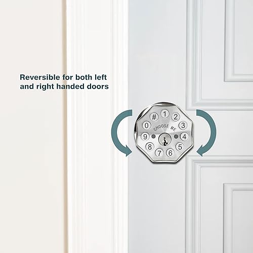 Miniatura 8 de Pomo de puerta con teclado y llave, cerradura de puerta de entrada sin llave, desbloqueo digital inteligente por contraseña, llavesretroceso USB,