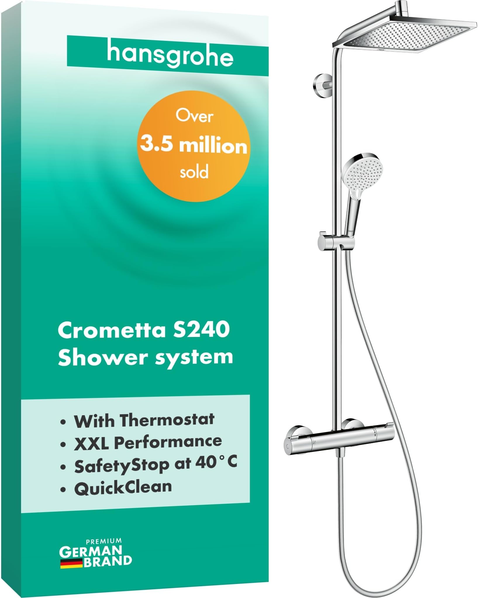 Crometta S 240 1 Jet All In One Shower Column With Thermostatic Control, Chrome 27267000